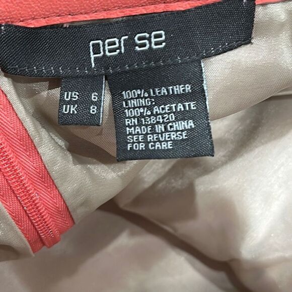 REVOLVE JAMES PER SE Coral Genuine Leather Perforated Mini Skirt Size 6 - Picture 4 of 5